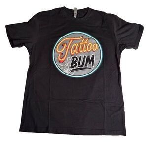 TATTOO BUM Graphic Tee Next Level Apparel Black 100% Cotton T-Shirt Size Large